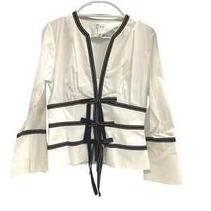 Finley “Shanghai” White Tie Front Blouse Size M